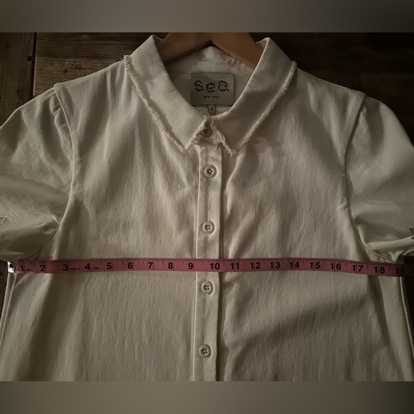 Sea New York canvas eyelet collared short sleeve dress with button front closure - Picture 9 of 11